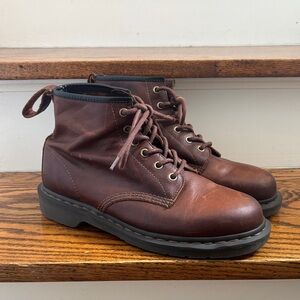 Dr. Martens Women's Brown Leather Lace-Up Combat Boots